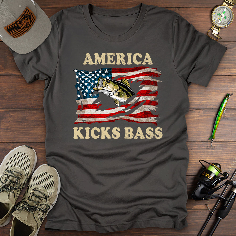 America Kicks Bass Fishing T-Shirt