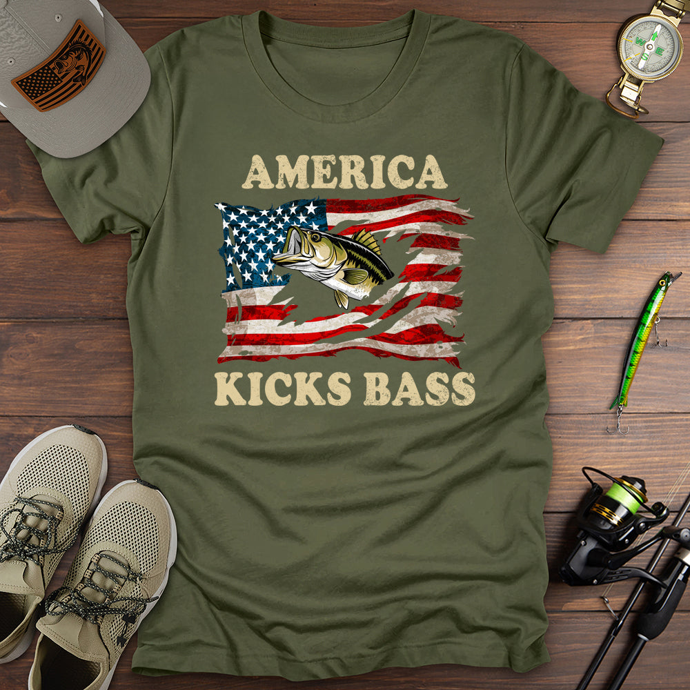 America Kicks Bass Fishing T-Shirt
