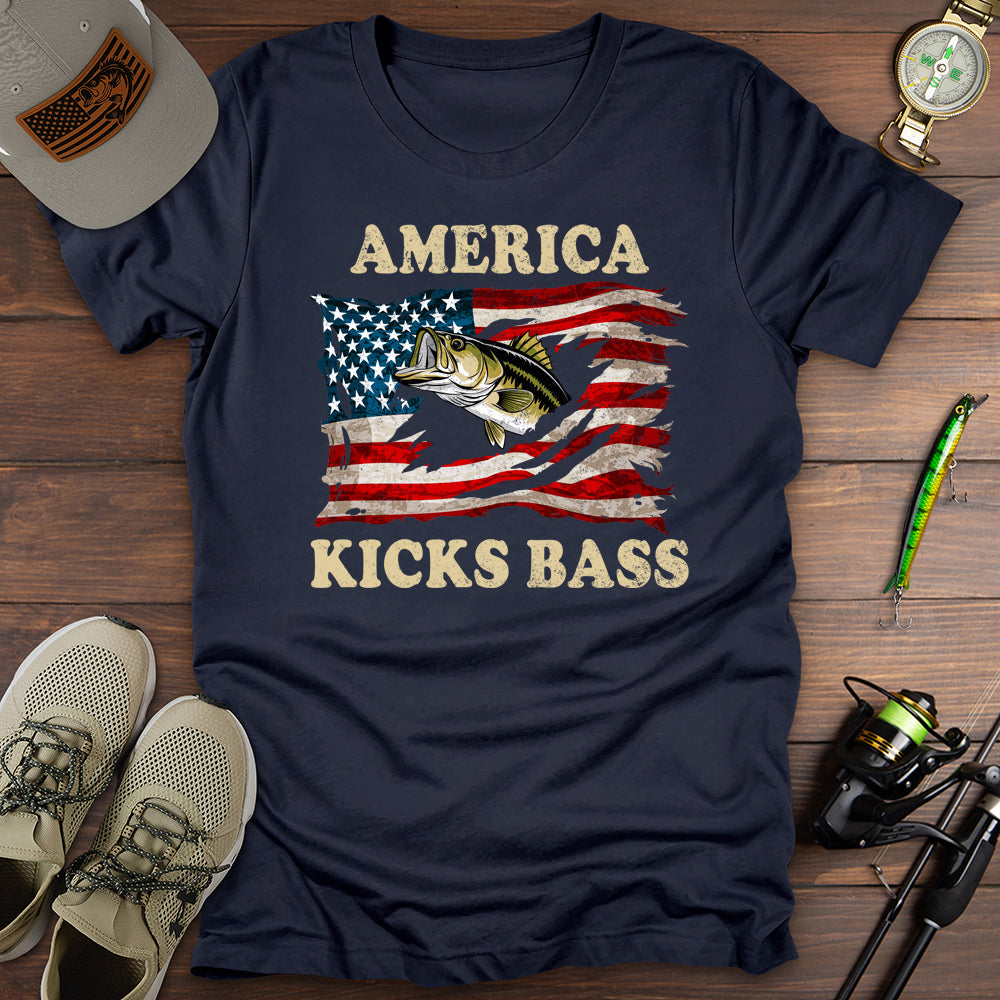 America Kicks Bass Fishing T-Shirt