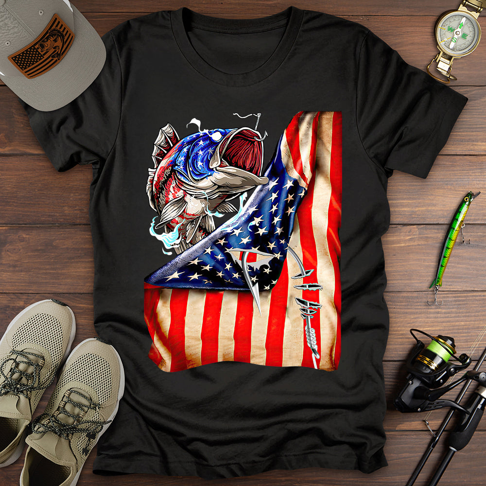 Fishing American Flag T-Shirt