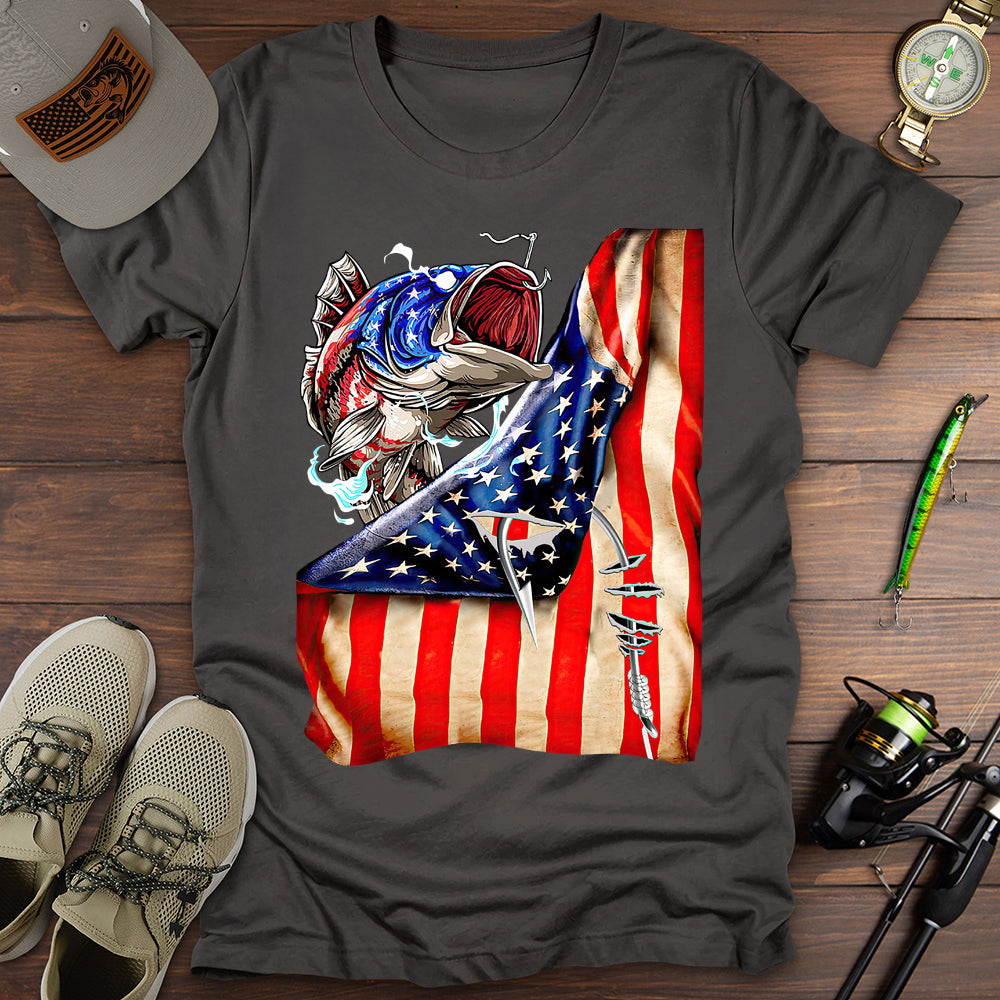 Fishing American Flag T-Shirt