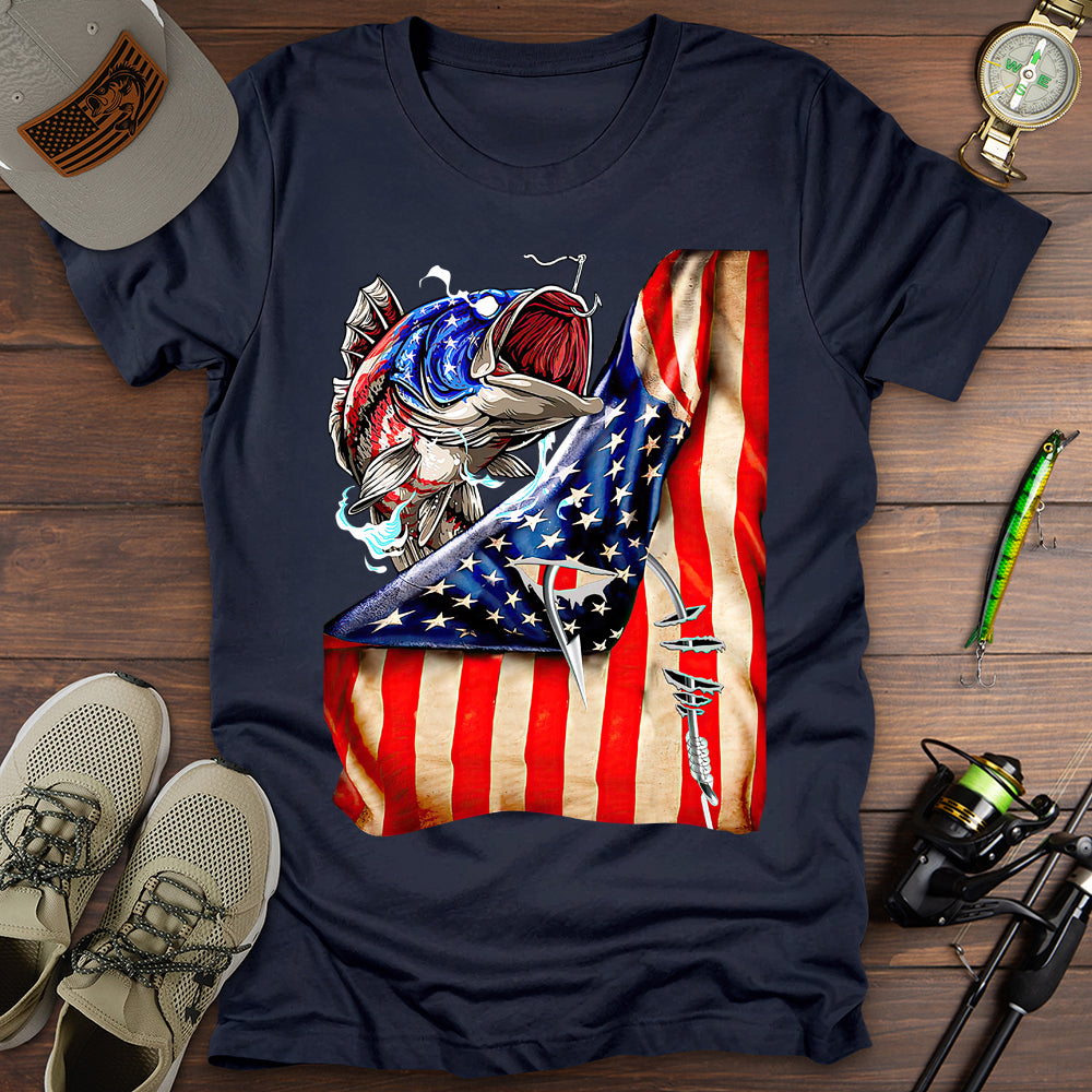 Fishing American Flag T-Shirt