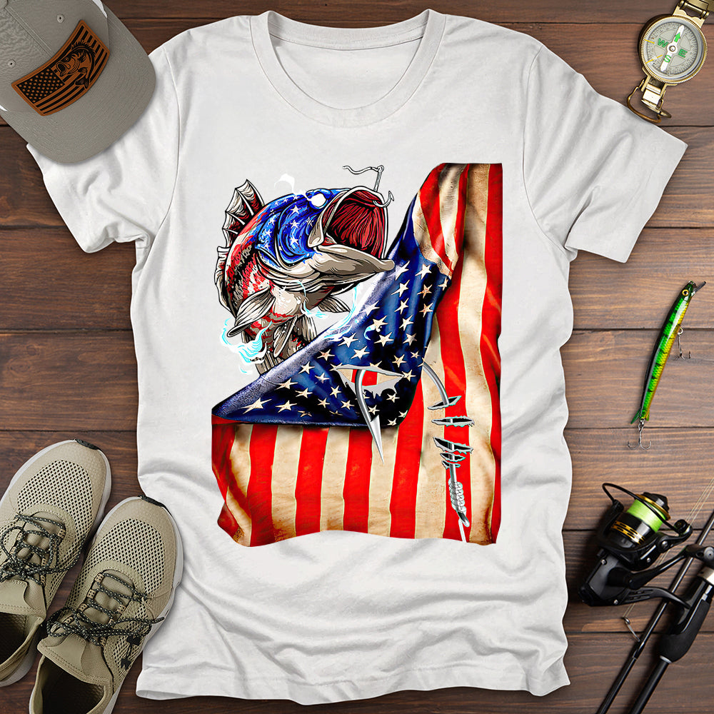 Fishing American Flag T-Shirt