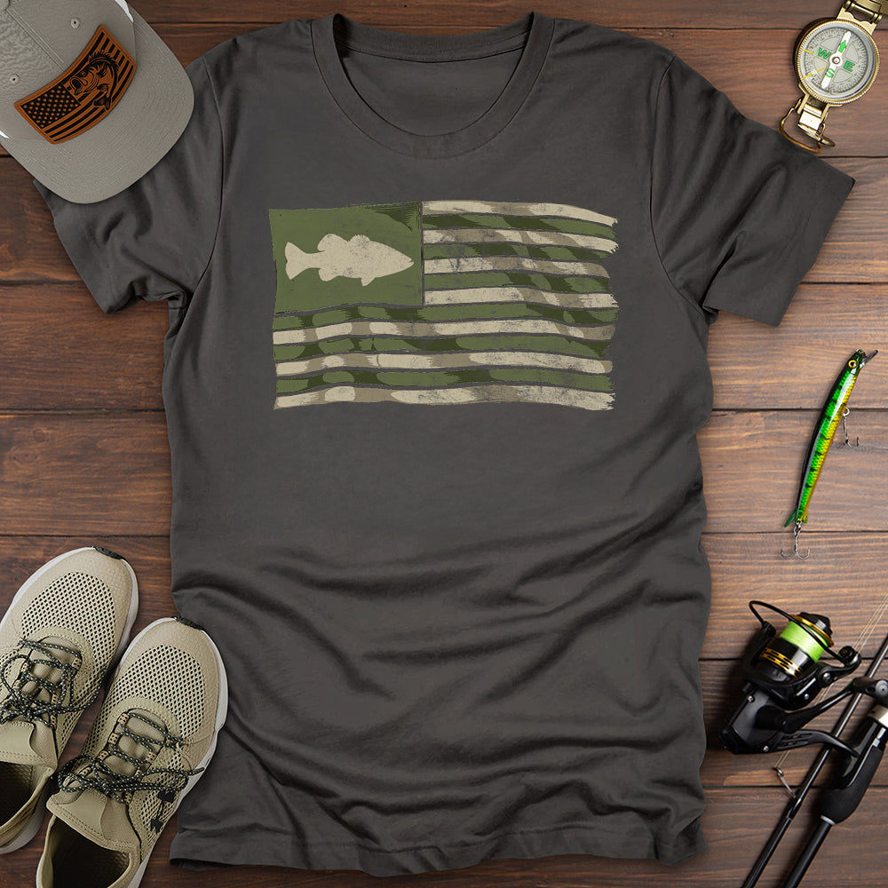 Bass Fishing American Flag T-Shirt