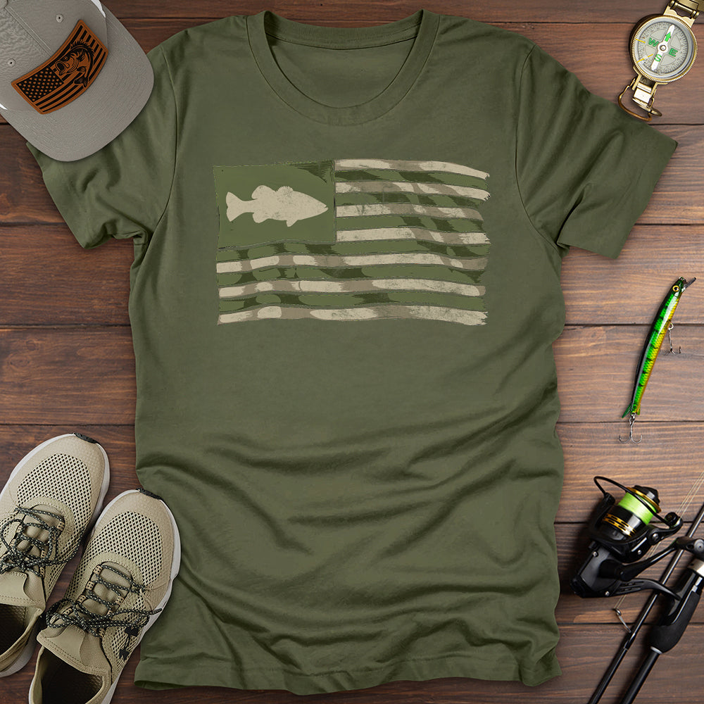 Bass Fishing American Flag T-Shirt