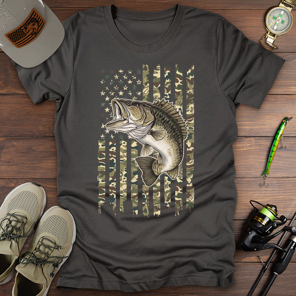 American Flag Bass Fishing T-Shirt