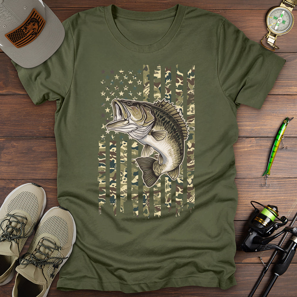 American Flag Bass Fishing T-Shirt