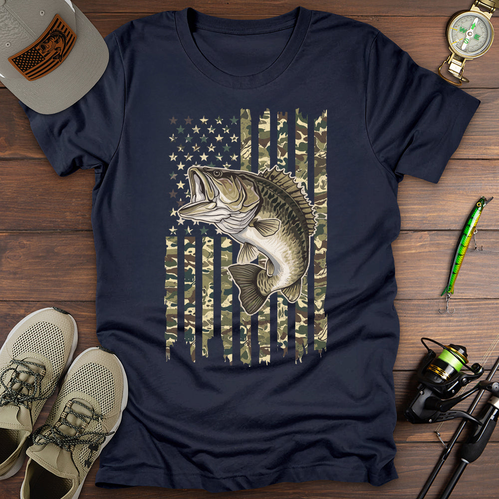 American Flag Bass Fishing T-Shirt