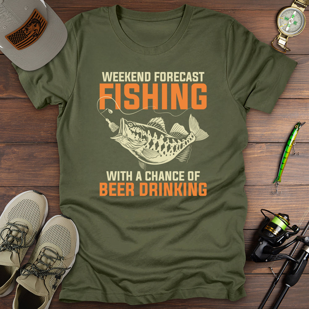 Weekend Forecast Beer Fishing T-Shirt