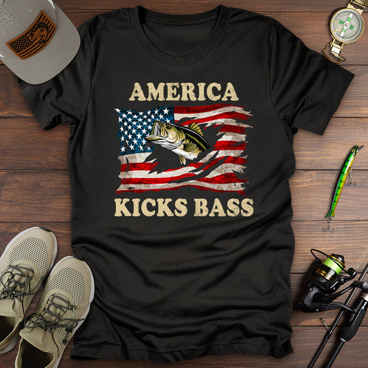 America Kicks Bass Fishing T-Shirt