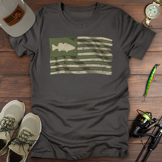 Bass Fishing American Flag T-Shirt