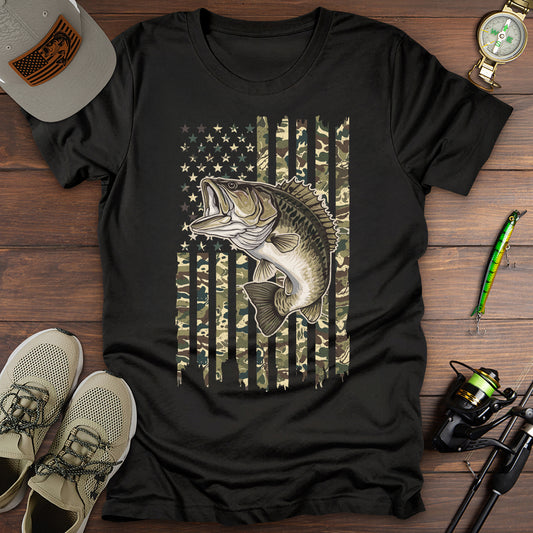 American Flag Bass Fishing T-Shirt