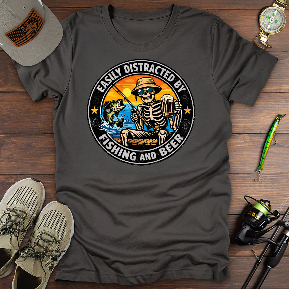 Distracted Fishing Beer T-Shirt