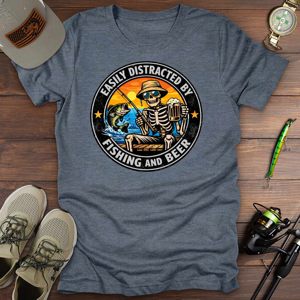 Distracted Fishing Beer T-Shirt