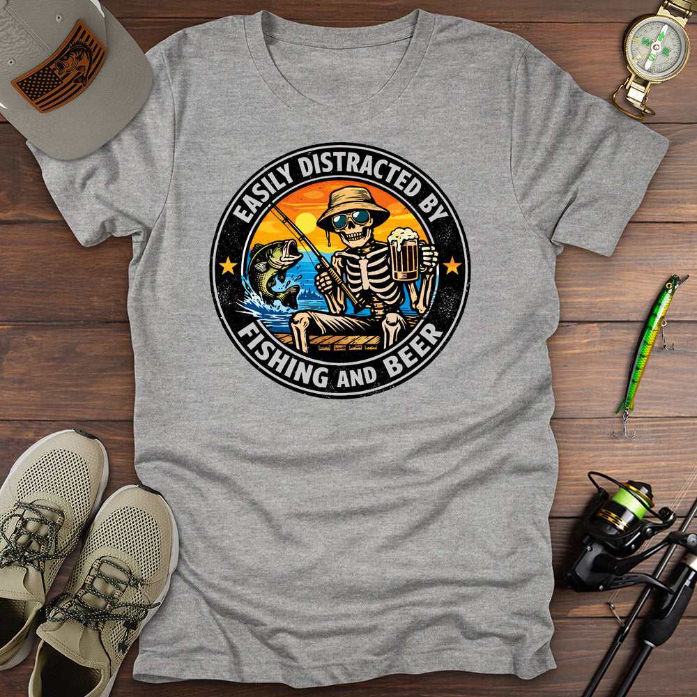 Distracted Fishing Beer T-Shirt