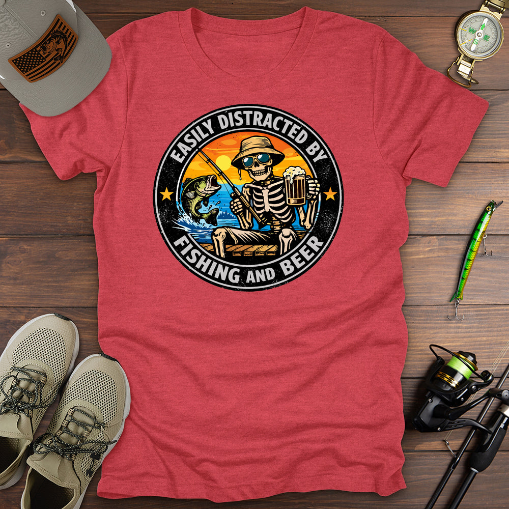 Distracted Fishing Beer T-Shirt