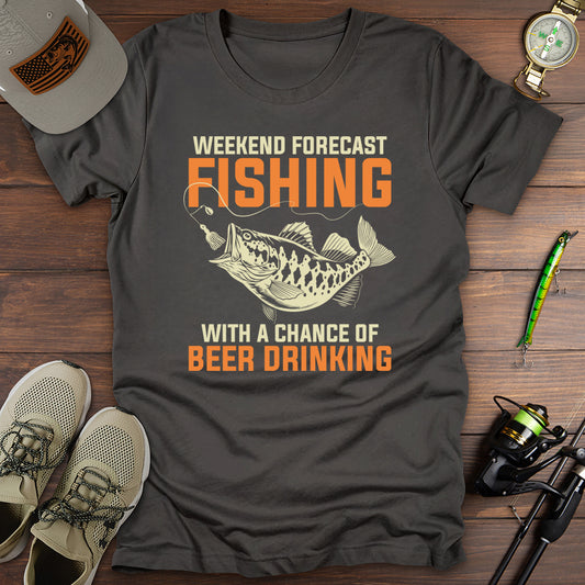 Weekend Forecast  Beer Fishing T-Shirt